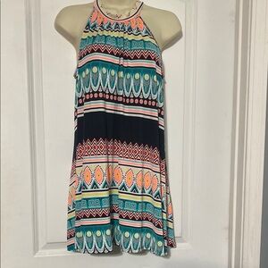 Vibrant Halter Dress with Geometric Patterns